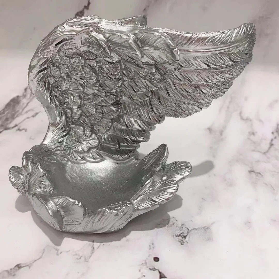 1 Stück Kreative Engelsflügel, handgefertigter Kristallkugelständer aus Kunstharz, Tischdekoration, Glaskugelhalter, Ausstellungsstückständer – Detail 4