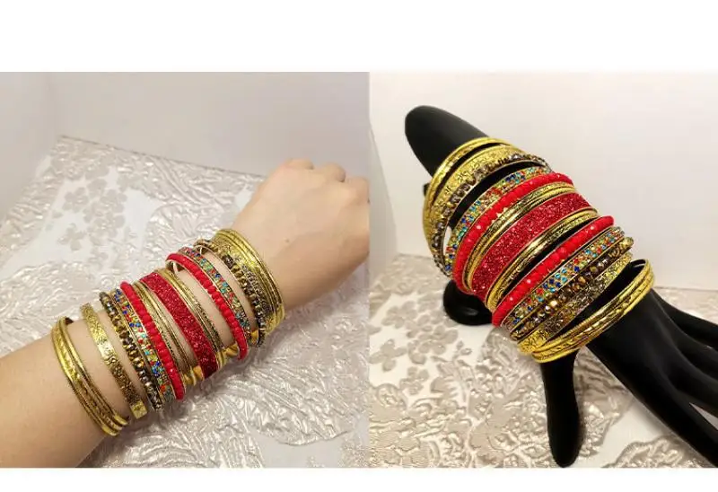 Exaggerated Exotic Niche Design Bracelets Female Retro Bohemian Rhinestone Belly Dance Bracelet Stage Performance Accessories