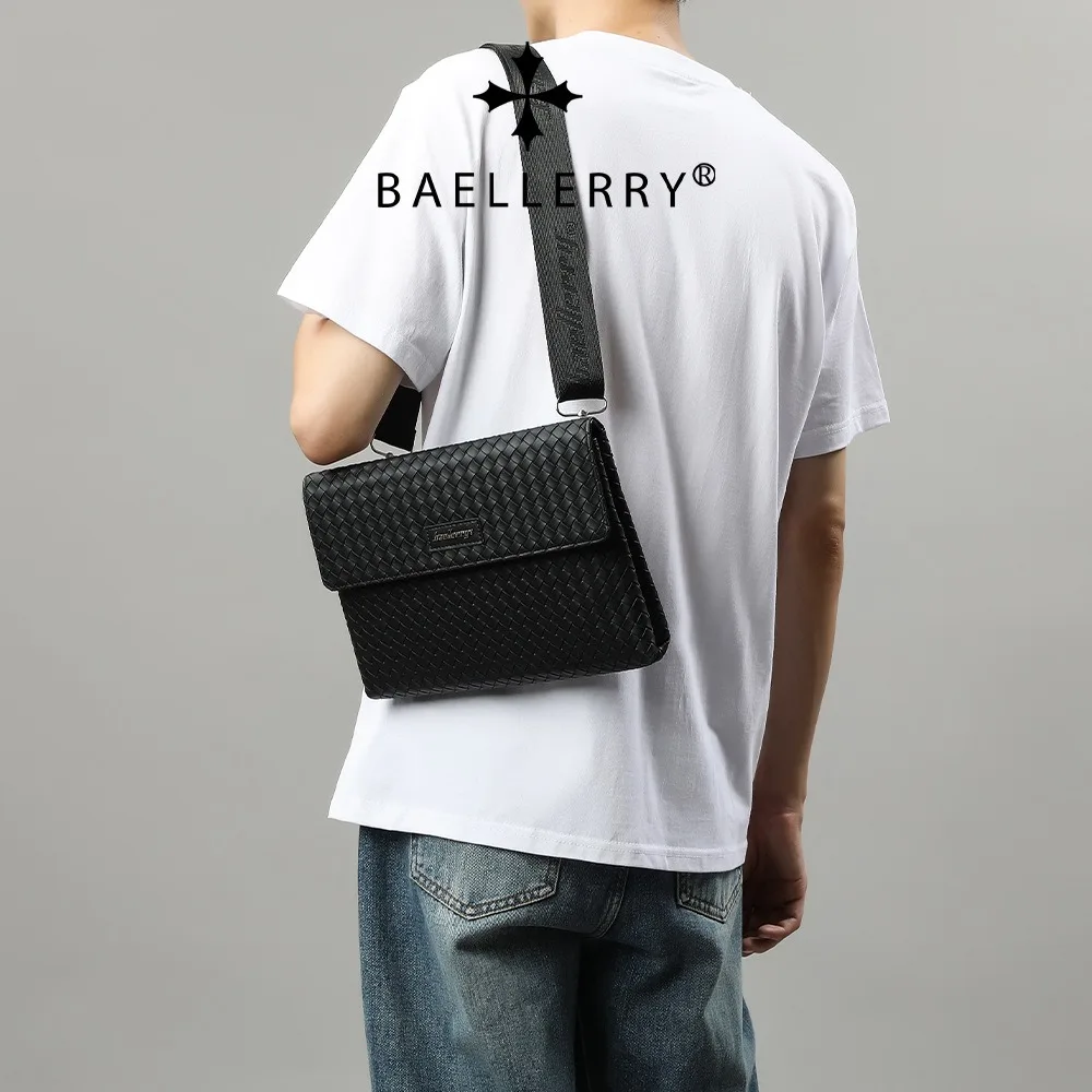 

Тканая дизайнерская сумка через плечо для мужчин Baellerry, роскошная сумка на ремне с магнитной застежкой, маленькая минималистичная стильная нагрудная сумка