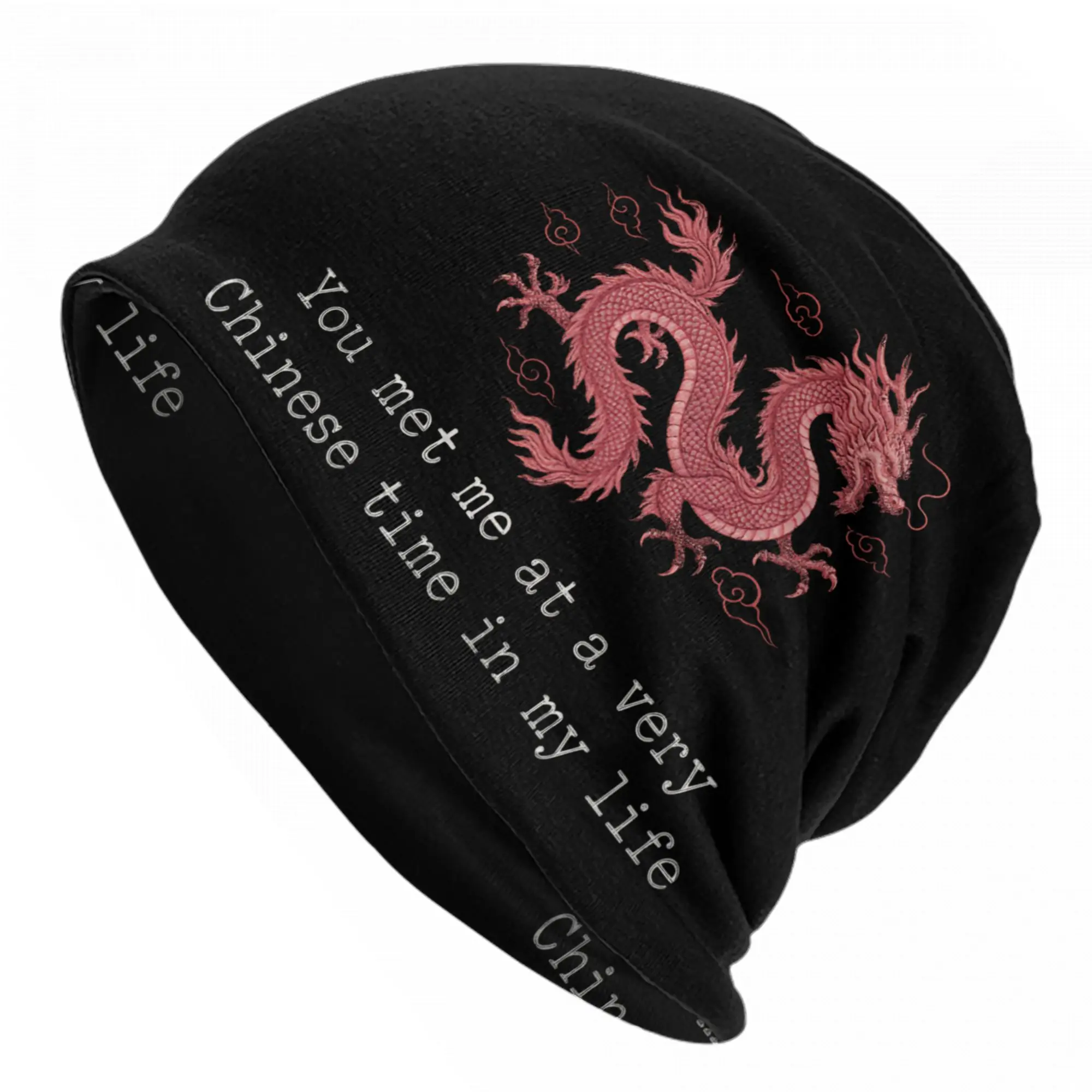 You Met Me At A Very Chinese Time In My Life Caps Red  Unisex Outdoor Skullies Beanies Hats Summer Warm Head Wrap Bonnet Hat