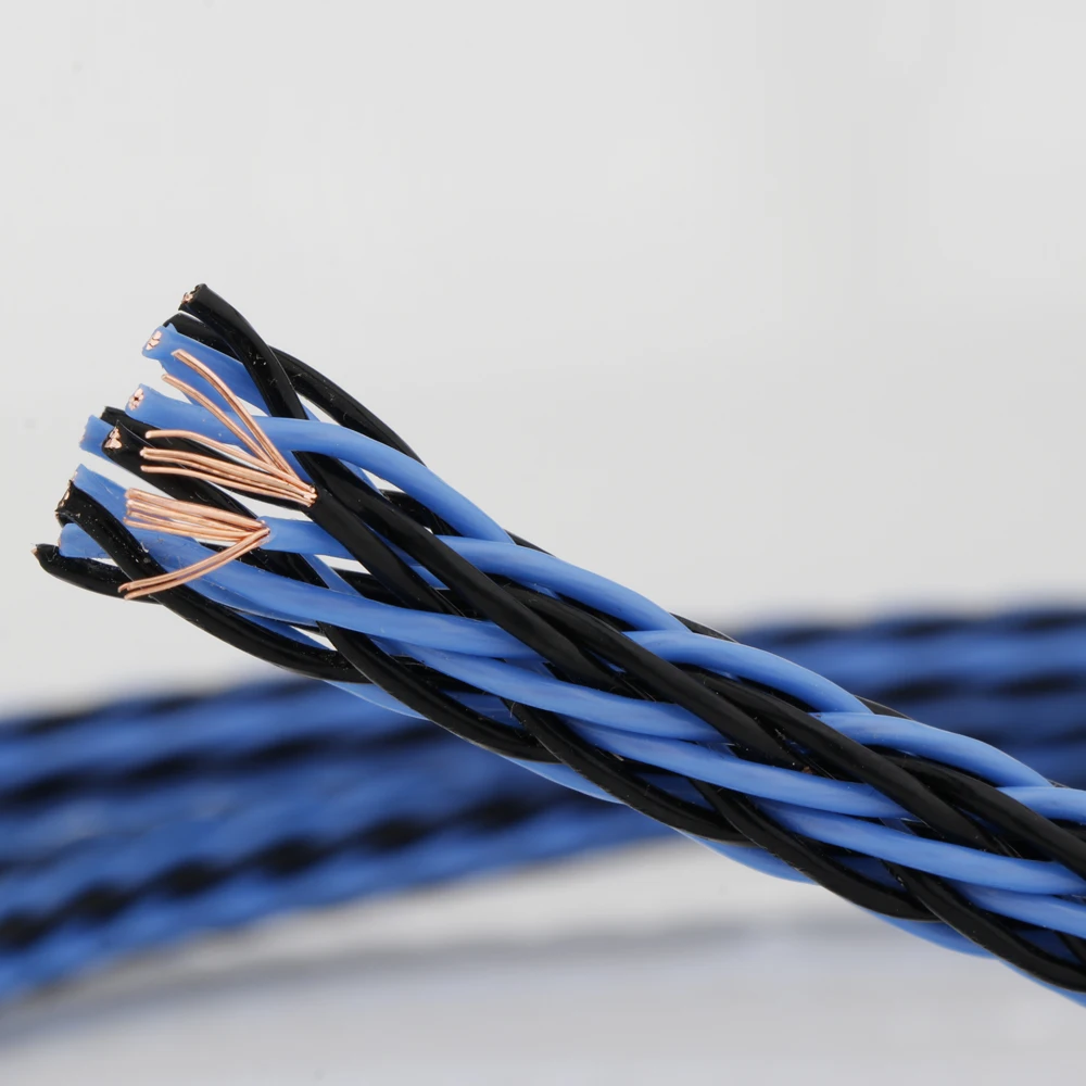 8Tc Black Blue 8core Twist Cable OCC Copper Wire Cable for HIFI Audio Speaker Amplifier Turntable CD Player 16 Strands