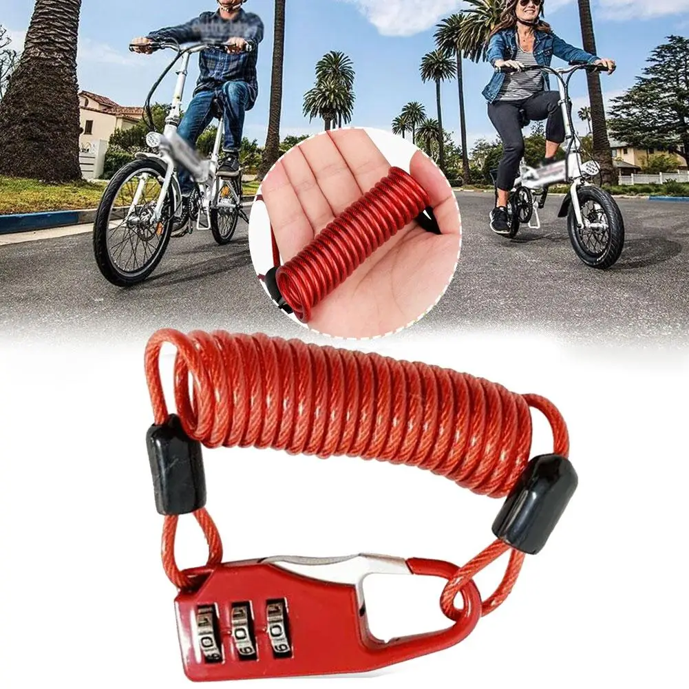 Candado de Cable de acero portátil para casco de bicicleta, candado de combinación de contraseña de 3 dígitos, accesorios de bloqueo de Cable para casco de bicicleta de montaña, J9B1