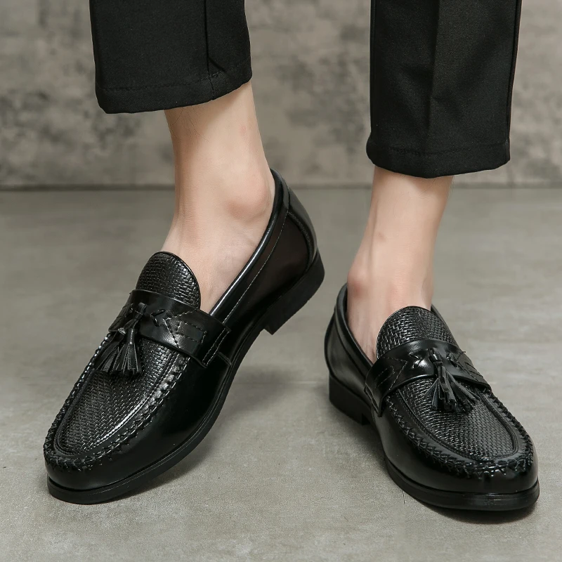 Trendy Mens Loafers Casual Leather Tassel Slip on Shoes  Male Work Office Driving Sneakers outdoors Comfortable Large 38-48