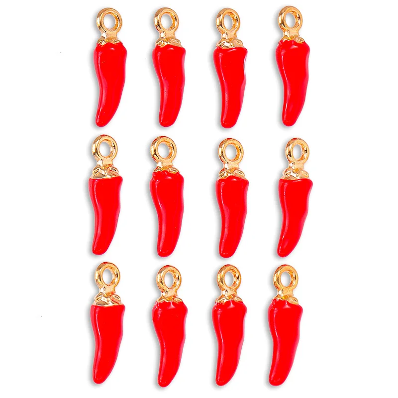 20Pcs 17*5MM Cute Red Pepper Stereoscopic Pendant Couple Bracelet Earrings Handmade Accessories DIY Phone Charm Jewelry Craft