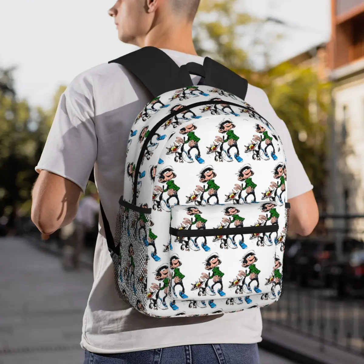 

Gaston Lagaffe Backpack Daypack Large Capacity Kids BookBag School Bag Shoulder Bags for Men Women