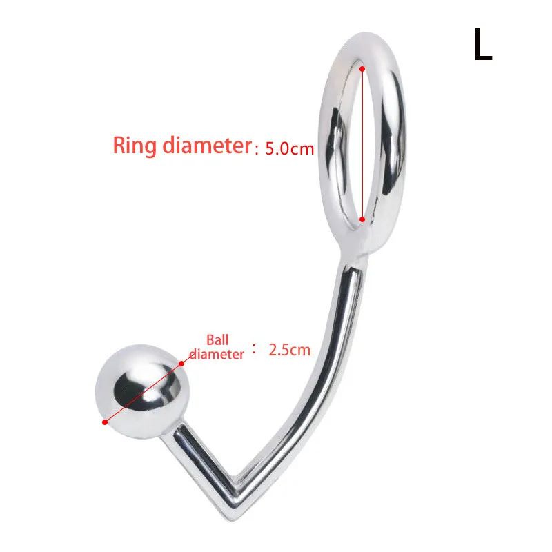 Stainless Steel Metal Anal Hook with Penis Ring For Male Anal Plug Penis Chastity Lock Fetish Cock Ring