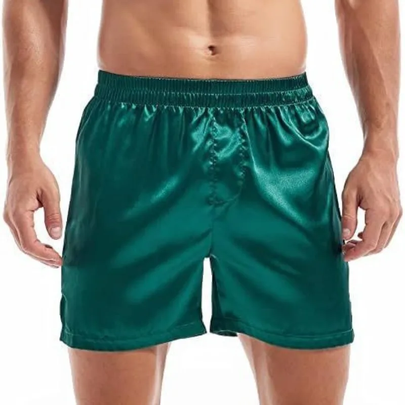 

Новые мужские шорты-боксеры из сатина 2026 года, однотонные, шелковистые, для дома и отдыха
