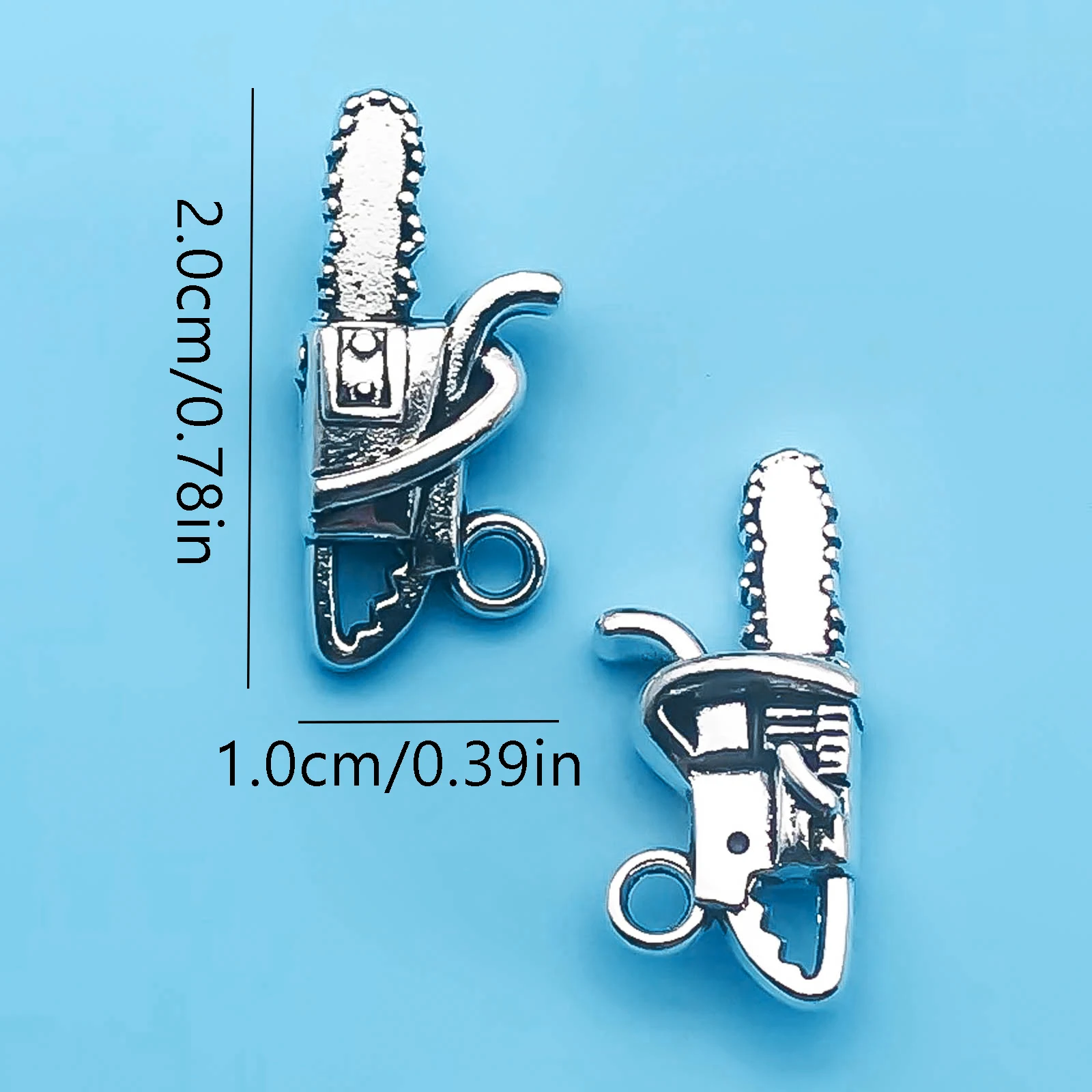 20Pcs Alloy Antique Silvery Chainsaw Pattern Charms Set