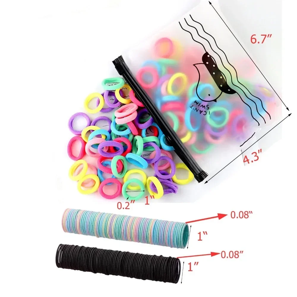 300 Pack Hair Ties Baby Elastics Hair bands Black Colorful Small Rubber Bands Ponytail Pigtails Holders Not Harm to Hair