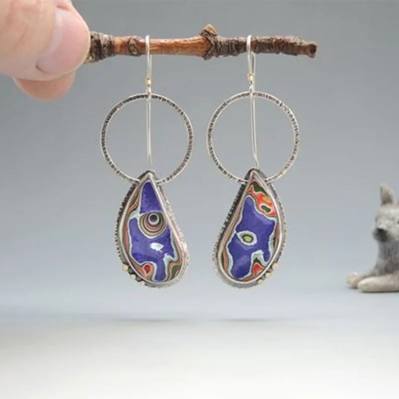 Vintage Hollow Circular Geometric Charm Women's Earrings with Unique Teardrop Abstract Pattern Drop Earrings
