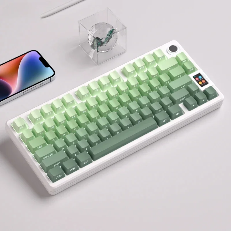 

Qingteng Pro Themed Keycap Set PBT Dye-Sublimation Green Translucent Side Carved Custom Cherry Profile Key Cap Game Accessories