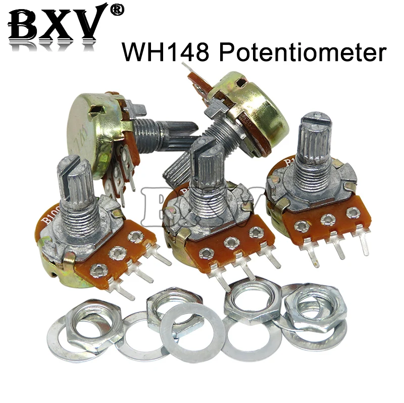 

5PCS WH148 B1K B2K B5K B10K B20K B50K B100K B500K 3Pin 15mm Shaft Amplifier Dual Stereo Potentiometer 1K 2K 5K 10K 50K 100K 500K