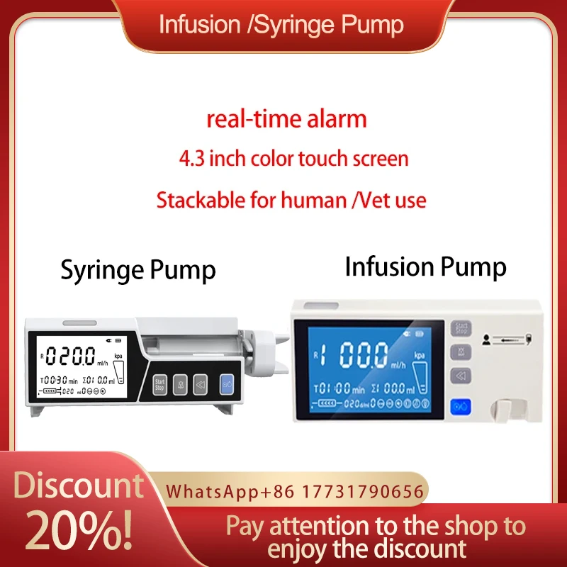 4.3 inch Touch Screen Stackable Type Human or Veterinary Use Syringe Pump Infusion pump LCD real-time Alarm Transfusion