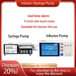 4.3 inch Touch Screen Stackable Type Human or Veterinary Use Syringe Pump Infusion pump LCD real-time Alarm Transfusion