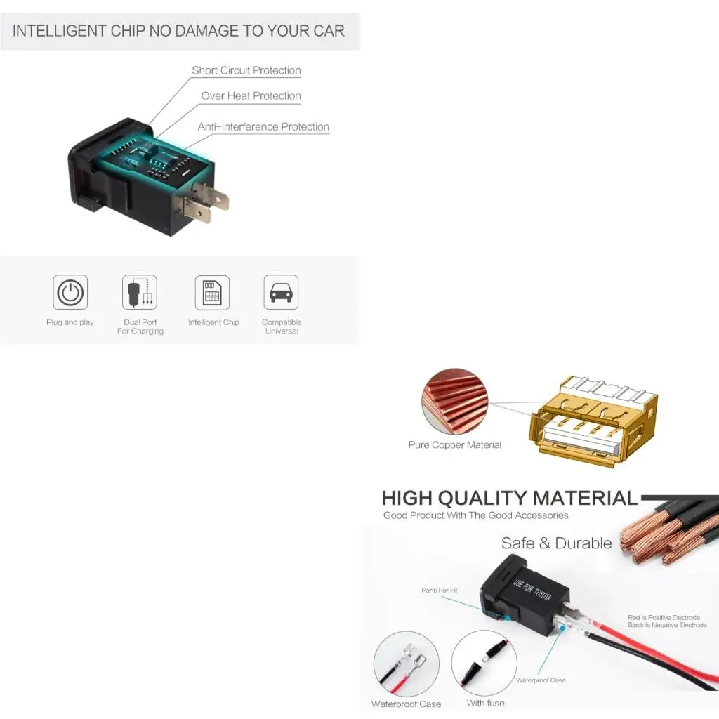 

4.2A Двойная USB-разъемная розетка для зарядного устройства для смартфона, подходит для