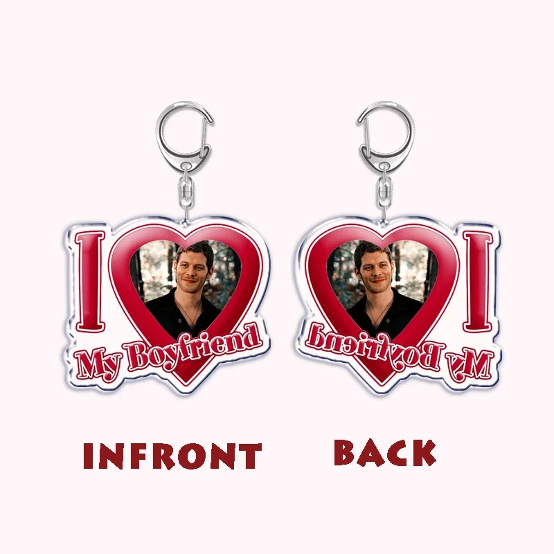 The Vampire Diaries I Love My Boyfriend Girlfriend Keychain Key Chain Ring Damon Elena Stefan Keychains for Custom Fans Gifts