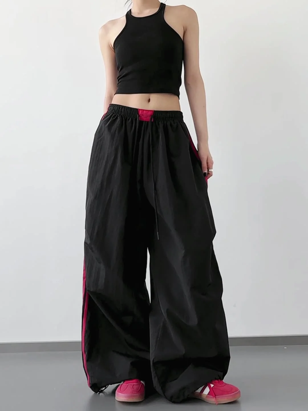 

Брюки-парашюты женские женские зимние на флисовой подкладке расклешенный дизайн в стиле карго на открытом воздухе винтажные уютные теплые минималистичные скандинавские повседневные брюки