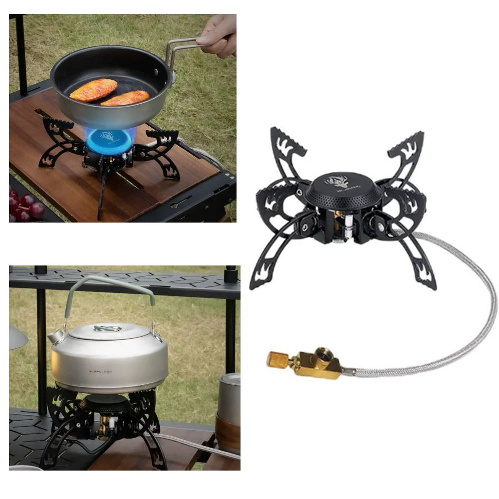 

Outdoor camping, camping, hiking, portable folding split gas stove windproof fierce fire camping tea stove multifunctional use
