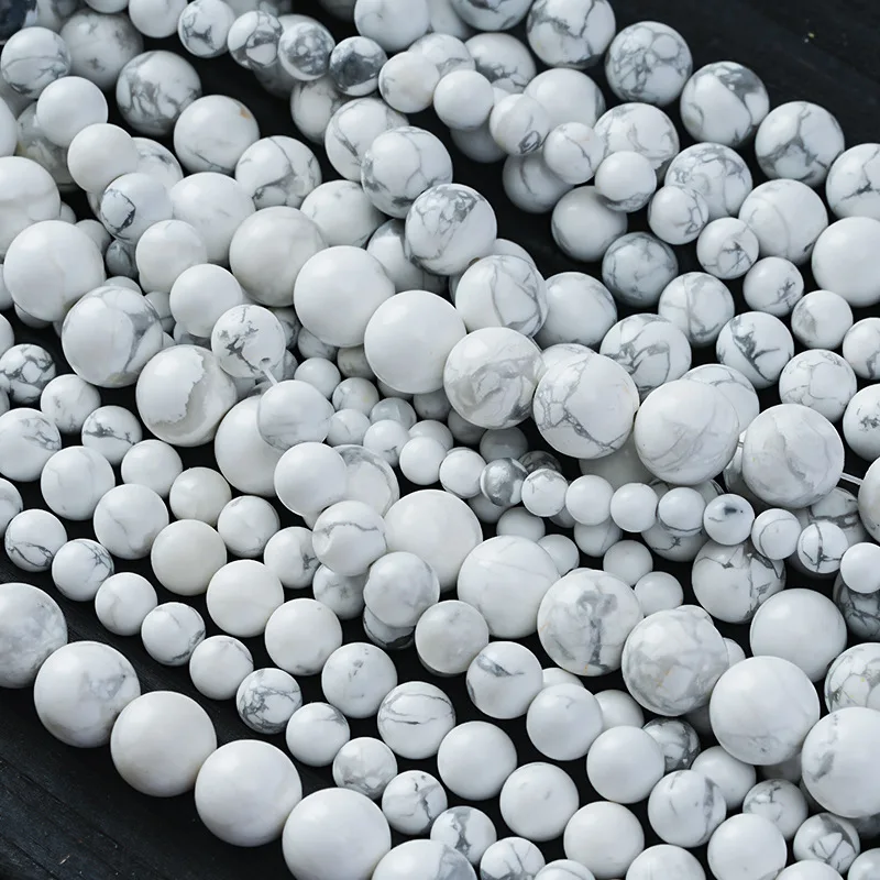 Natural Stone White Howlite Turquoise Round Loose Beads 15" Strand 4 6 8 10 12MM Pick Size For Jewelry DIY Accessories image 4