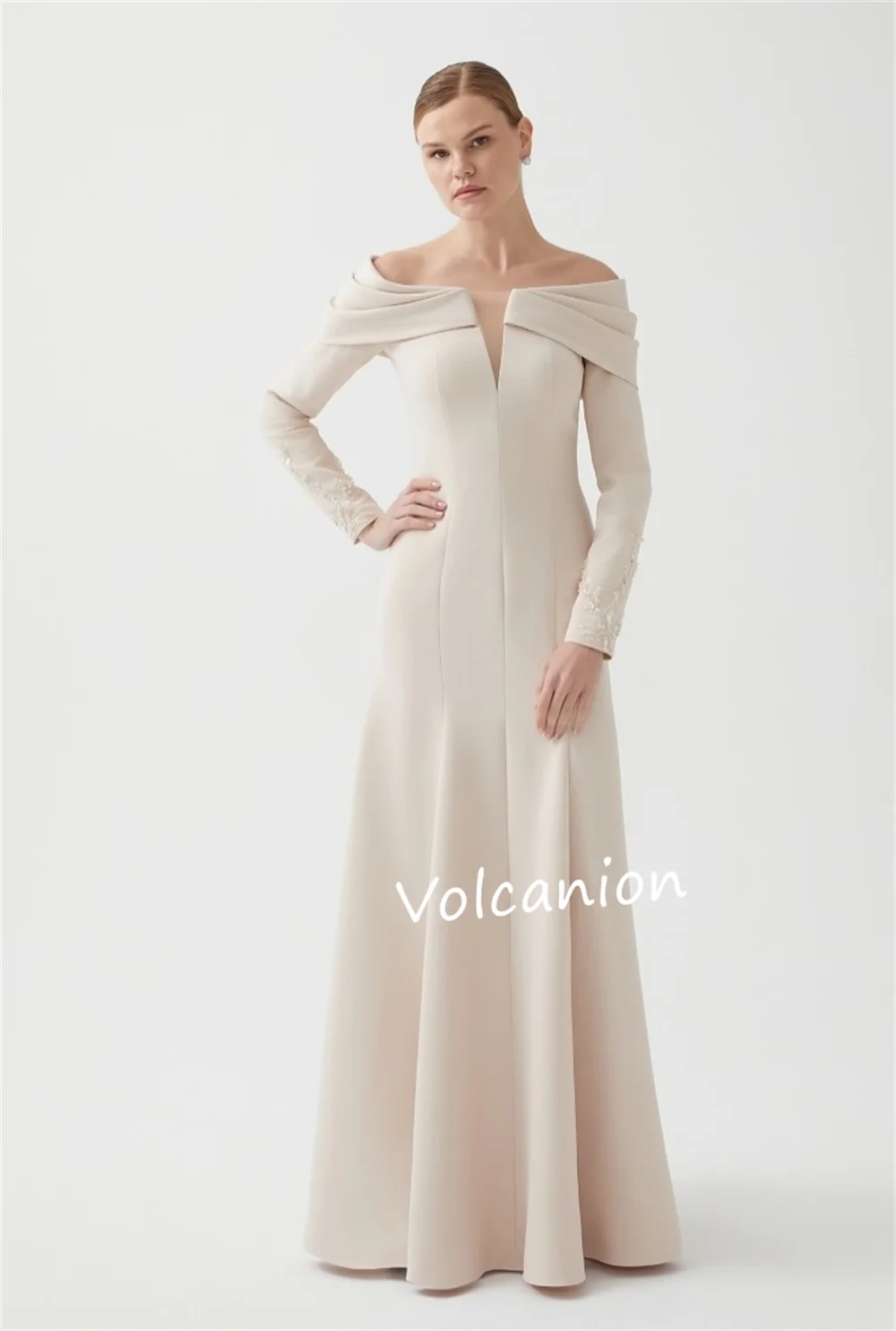 Customized Jersey Beading Pleat A-line Off-the-shoulder Long Dresses Bespoke Occasion Evening Formal Elegant High Quality