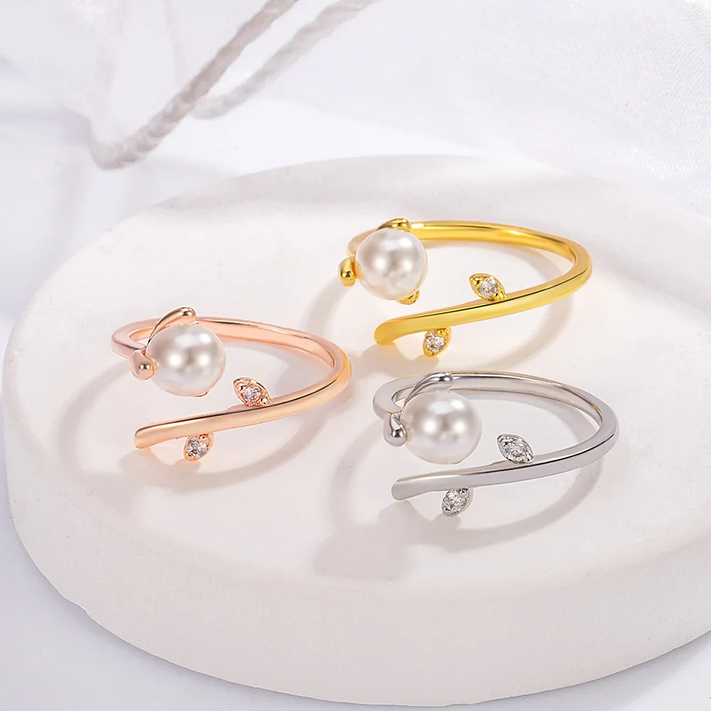 

Кольцо из стерлингового серебра 925 пробы с бутоном цветка, кольцо с искусственным жемчугом, женское модное простое ювелирное изделие на день рождения, свадьбу, годовщину, подарок