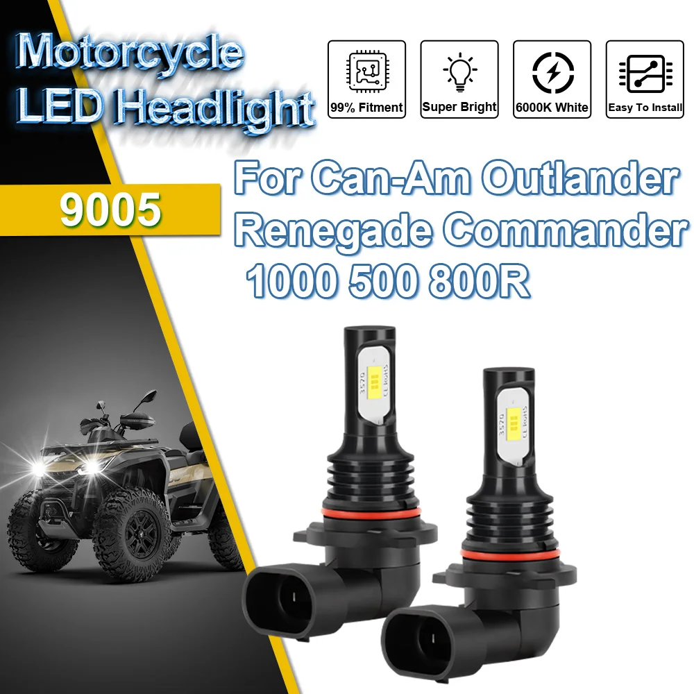 

For Can-Am Outlander Renegade Commander 1000 500 800R Motorcycle LED Headlight Ampoule Hi-Lo Beam Auxiliary Light Lamp Bulb