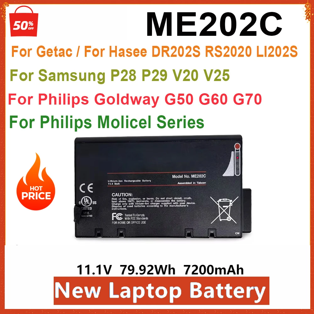 

New ME202C Laptop Battery for Samsung P28 P29 V20 V25 for Getac for Hasee DR202S RS2020 LI202S for Philips Goldway G50 G60