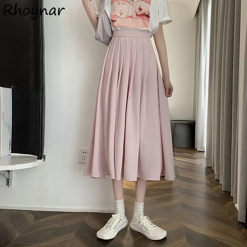 

Skirts Women 6 Colors Folds Casual Sexy Ladies Clothes Fashion Loose Popular Solid A-Line All-match Summer Hot Ulzzang Elegant