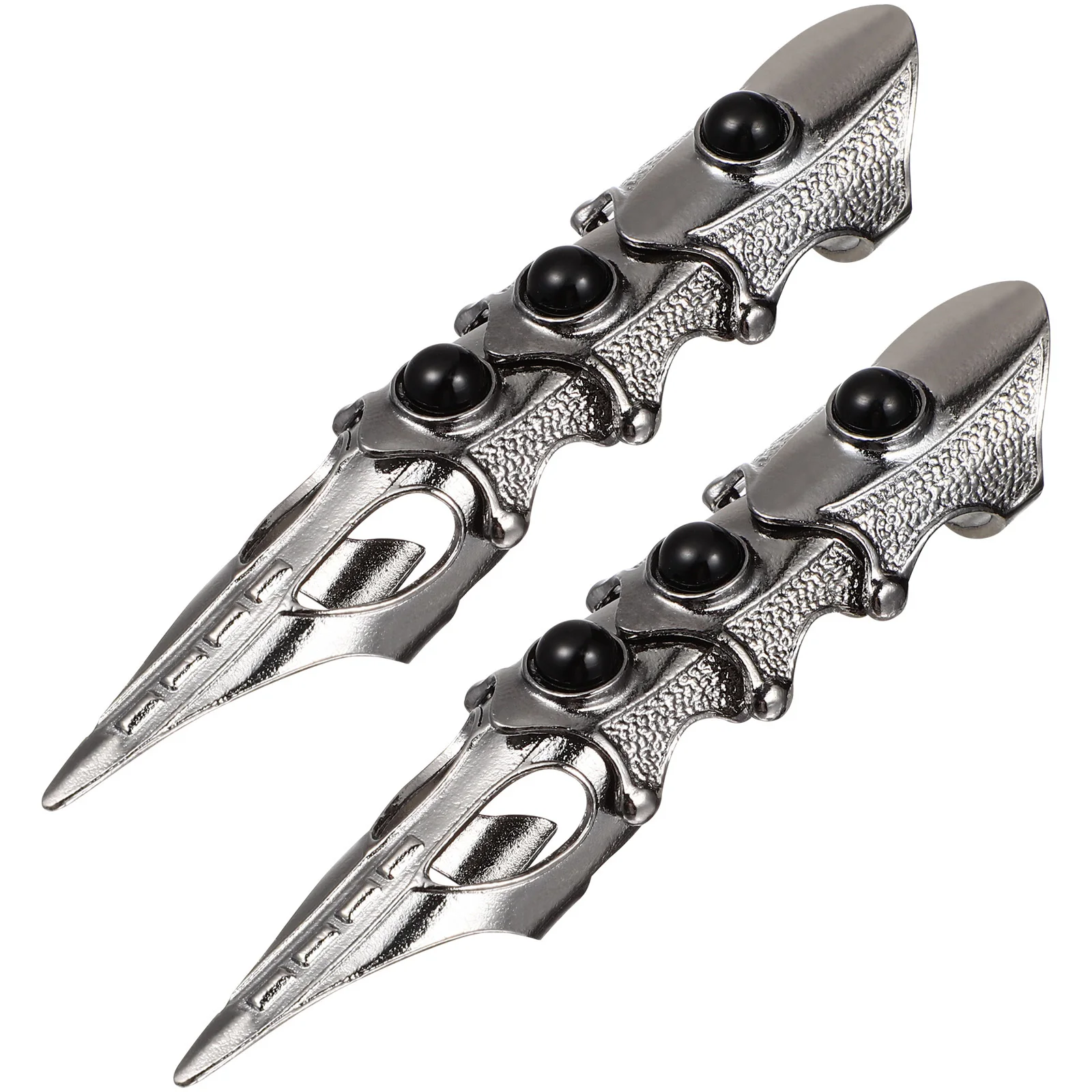 2Pcs Skull Vintage Full Finger Open Ring Gothic Joint Punk Style Halloween Costume Accessory for Men Women Finger