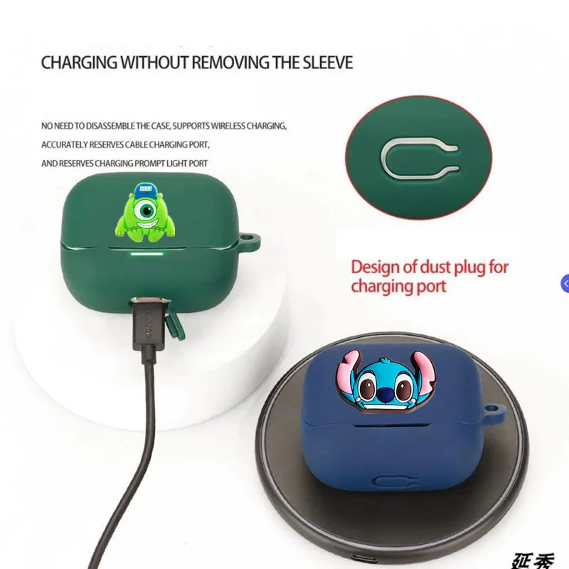 Potdemiel ديزني حقيبة سماعة الاذن غطاء ل Anker Soundcore K20i سيليكون سماعات لاسلكية شحن صندوق واقية قذيفة مع هوك