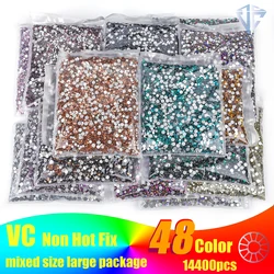 14400pcs ss3-ss20 Big Package Bulk Wholesale Non Hot Fix Rhinestones Flat Back Crystal Strass Glitters Stone for 3D Nail Garment