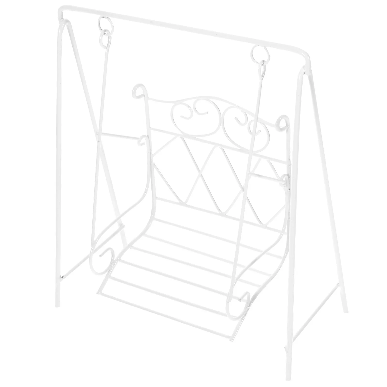 

Lovely Mini Iron Swing for Dollhouse Decor Creative Compact Swing Chair for Mini House Garden Porch Decoration Kids Room