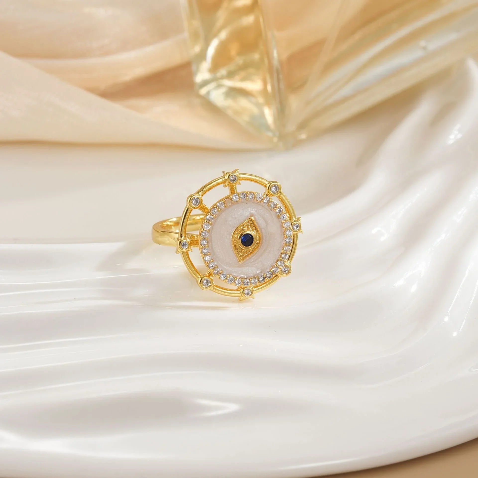 

Хит продаж, вращающееся кольцо, женское кольцо с микроинкрустацией цирконом, универсальное модное, легкое роскошное кольцо из золота 18 карат с медным покрытием