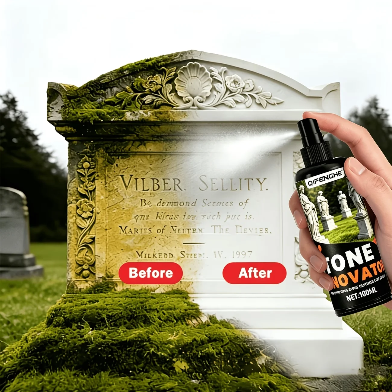 Stone Care Agent & Stone Restorer, Quickly Restores Original Color for Memorial Stones, Tombstones & Headstones, Deep Nourishing