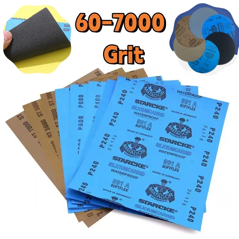 Sandpaper 60 80 120 150 180 220 240 280 320 400 600-7000 Grit Wet Dry Grinding Sandpaper for Surface Polish Abrasive Finishing