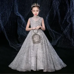 Little Kids Sequin Lace First Communion Dresses Glitz Ball Gown Pageant Dress Flower Girl Dresses for Weddings Banquet Clothes