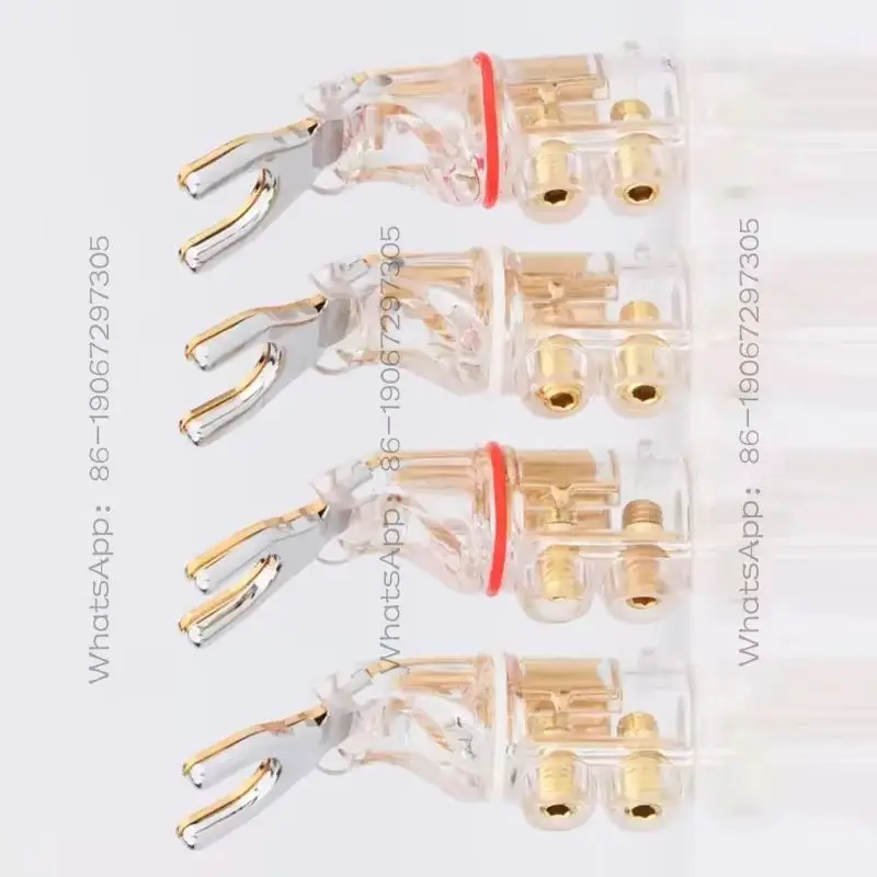 32655 24K Gold-plated Crystal Y Plug Hifi Speaker Speaker U-plug, Rhodium-plated Solder-free Y Fork
