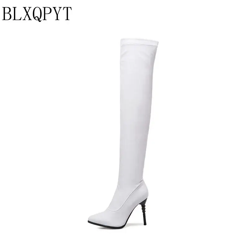 Oberschenkel Hohe Stiefel Frauen Sexy Stretch PU Herbst Winter Stilettos High Heels Spitz Overknee Stiefel Große Größe 31 49 50 T612