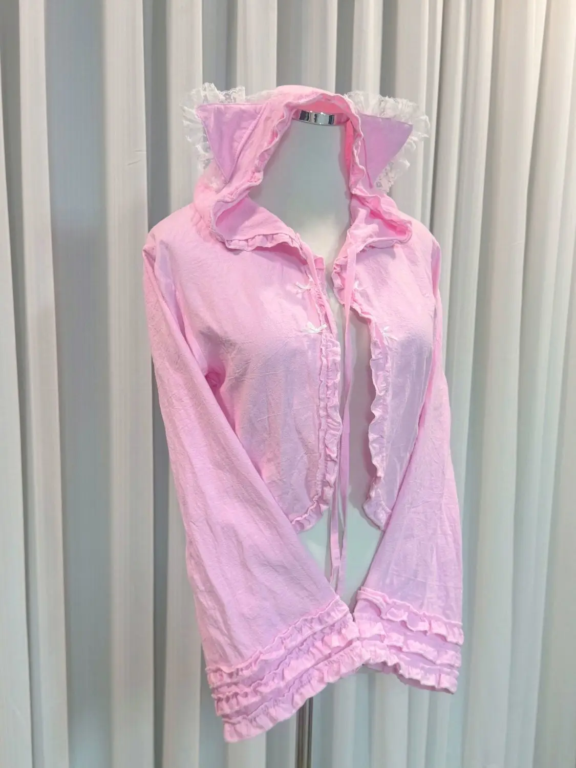 النمط الياباني Kawaii سترة قصيرة حلوة لطيف الصلبة معطف قمم الكورية أزياء عارضة مقنعين امرأة تصميم أنيق