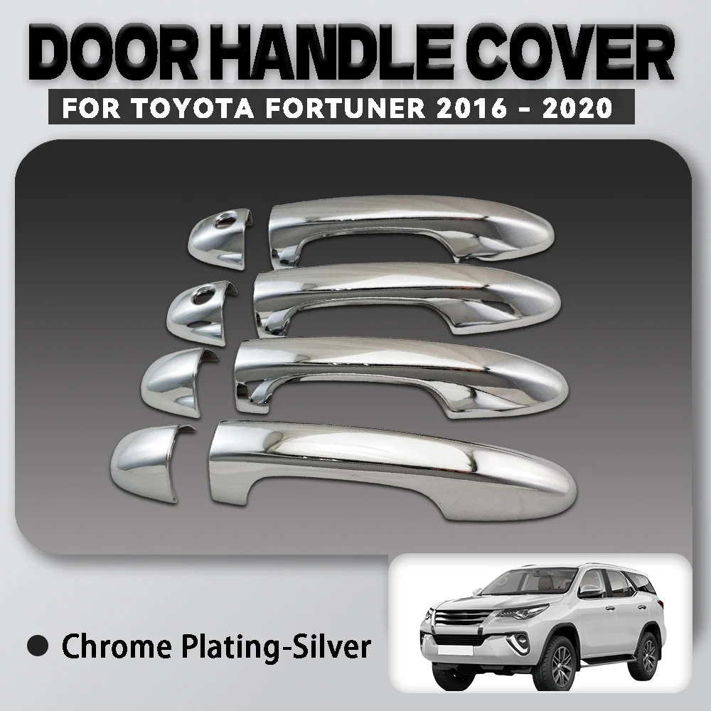 

Abs Silver Black and Carbon Fiber For Toyota Fortuner 2016 - 2020 Car Door Handle Cover Trim Car Accessories Exterior Decorate