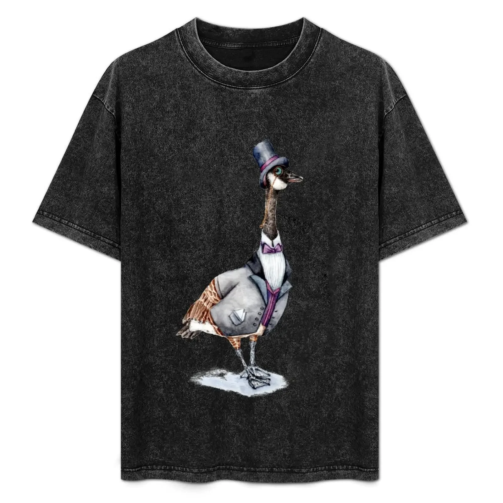 

Victorian Gentleman Goose in a Top Hat T-Shirt Casual Breathable Short Sleeve Top