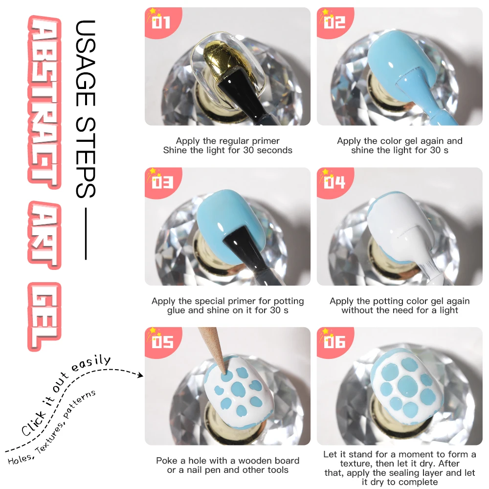 ชุดกาวเจลเพ้นท์เล็บลายคลื่นสีดำและสีขาว 2 ชิ้น AS Poke Poke Nail Art Gel Glue Set พร้อมชุดทำเล็บเจลลาย WordArt UV LED Soak Off Varnish Kit