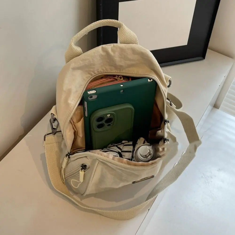 

Mini PU Sport Nylon Backpack Small Pack Korean Style Solid Color Shoulder Bag Solid Color Handbag Retro Backpack Outdoor