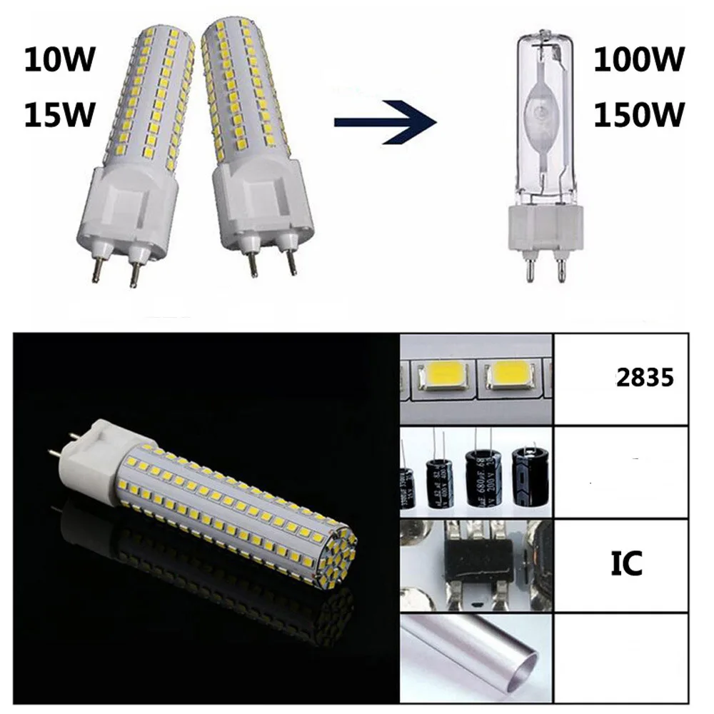 Imagem -05 - Lâmpada de Milho Led Brilhante G12 G8.5 Gu6.5 2835 10w 15w 3000k Branco Natural 4000k 6000k Substituir 100w 150w Lâmpada Halogéneo Alta