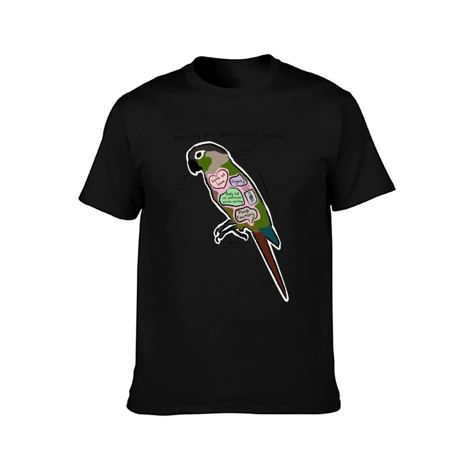 Anatomy of a Green Cheek Conure T-Shirt Classic Print Short Sleeve Shirt T-Shirt