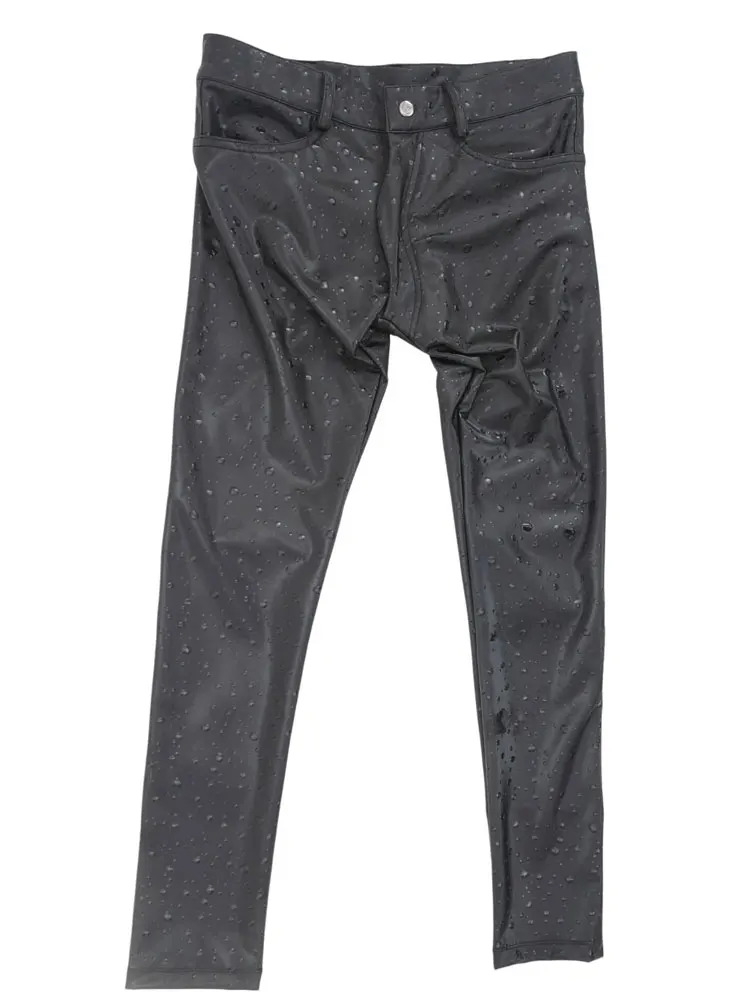 Fashion Elastic PU Leather Pencil Pants Men's Nightclub Stage Performance Trousers Shiny Motorcycles Tights Man Shaping