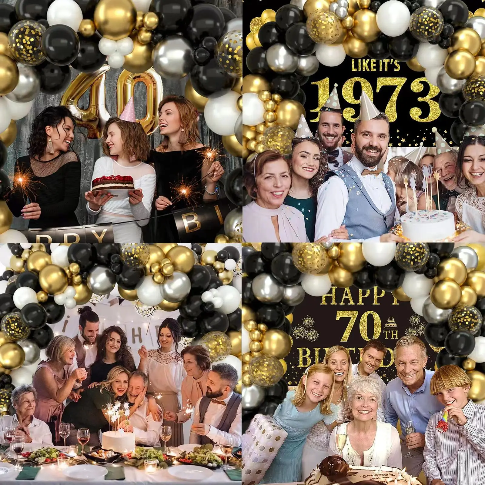 Black White Gold Silver Metallic Confetti Balloon Garland Arch Kit Kids Birthday Party Baby Shower Wedding New Year Decoration