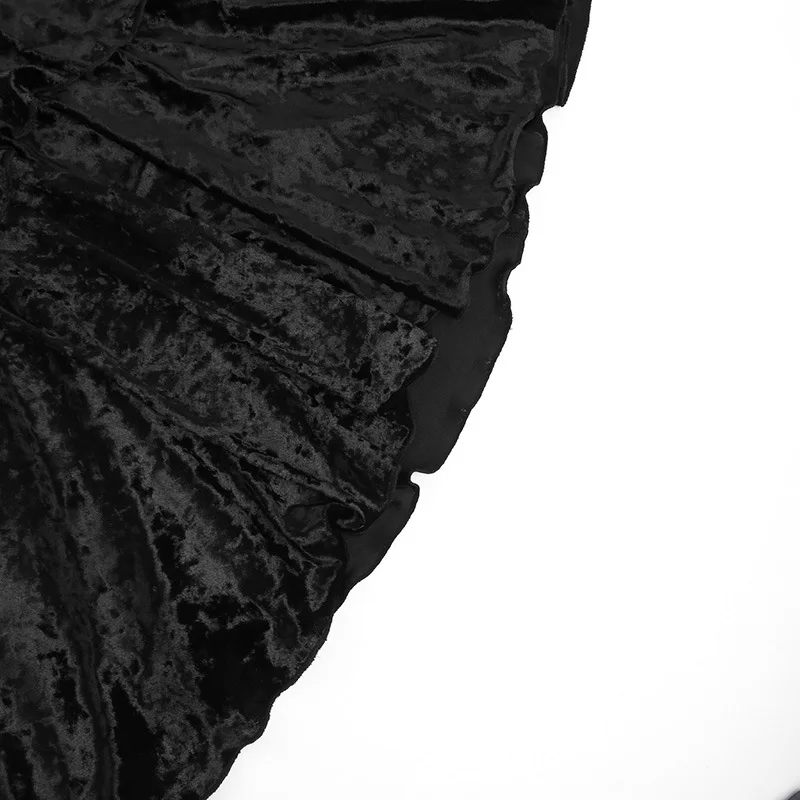 Goth Dark Ruched Vintage Gothic Aesthetic Velvet Skirts Grunge Mesh Splice Sexy Mermaid Skirt Women High Waist Elegant Partywear