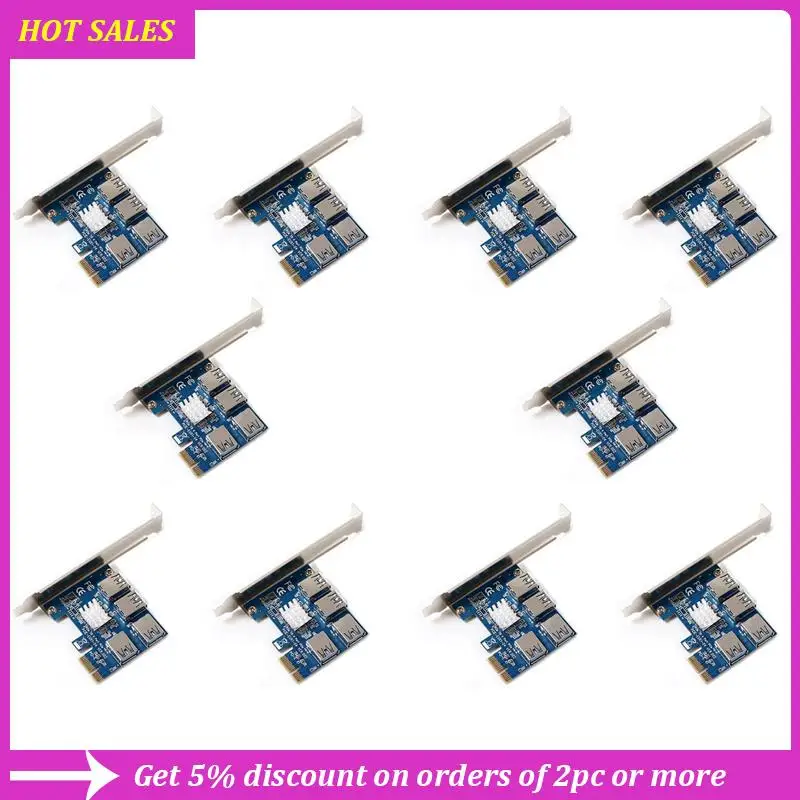 

10X PCIE PCI-E PCI Express Riser Card 1X до 16X 1–4 слота USB 3.0 Адаптер-концентратор-множитель, изысканный
