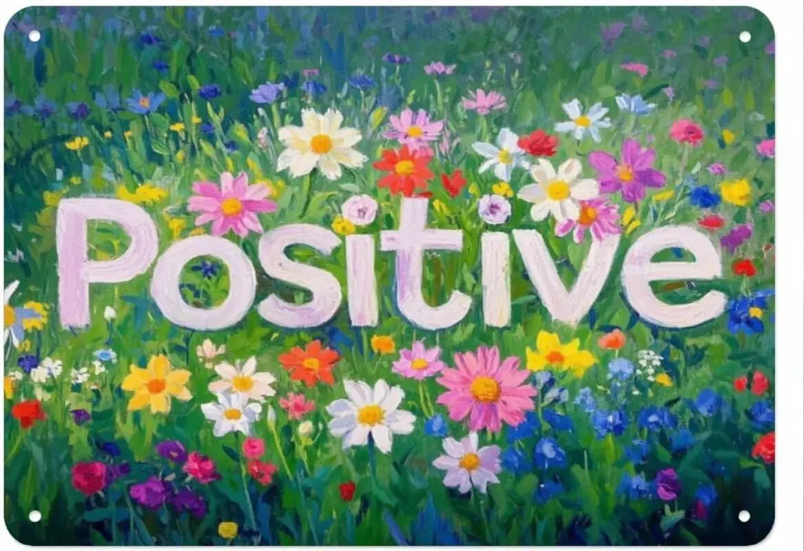 Vintage Metal Sign POSITIVE Aluminum Tin Retro Wall Decor for Home, Office, Bar, Kitchen, Garage